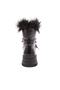 Women's Furry Lace up Boots Black Wrinkled Patent Leather 21682689 - 5
