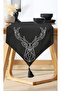 Modern Runner with Black Background and Geometric Deer Drawing