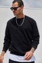 Men's Black Slim Fit Basic Sweatshirt - 2