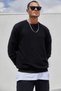 Men's Black Slim Fit Basic Sweatshirt - 3