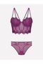 Women's Purple Bustier Padded Bra Panty Set - 2