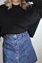 Ava Siyah Crop Örme Şardonlu Sweatshirt - 2