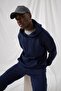 Men's Stay Oversize Navy Blue Hoodie Sweatshirt - 2
