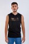 Unisex Black Marvel Digital Printed Hooded Sleeveless T-shirt