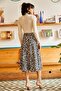 Women's Black Mink Suede Textured Bell Skirt with Elastic Waist ETK-19000141 - 4