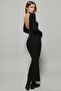 Women's Black U-Neck Maxi Dress EY1129