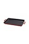 Cast Rectangular Grill Pan Cast Iron Solid Double Handle Size 26x32cm Red