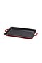 Cast Rectangular Grill Pan Cast Iron Solid Double Handle Size 26x32cm Red - 2