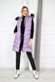 Women's Lilac Plush Hooded Long Puffer Vest - 3