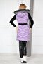 Women's Lilac Plush Hooded Long Puffer Vest - 5