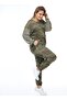 Women's Khaki Camouflage Pattern Oil Washed Leg Elastic Sweatpants