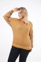Women's Mustard Waffle Fabric Sleeve Ruched Oil Wash Blouse