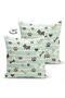 Double Sided Green Striped Digital Printed Modern Suede Pillow Throw Pillow Cover with Paw Trace on the Floor - 2