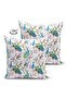 Double Sided Decorative Suede Pillow Cushion Cover with Peacock and Flower Motif - 2