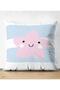 Double Sided Pink Star Design on Blue Lines Baby Room Suede Pillow Throw Pillow Cover