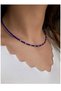 Women's Gold Color Cobalt Blue Sand Beaded Sports Necklace - 3