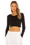 Women's Long Sleeve Silk Jersey Crop Top