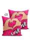 غطاء وسادة من جلد الغزال مطبوع رقميًا على الوجهين بتصميم Pink Love Popart - 2