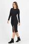 Women's Slit Detailed Midi Length Knitted Crepe Dress Shnz11 - 3