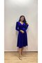 Belted Midi Length Double Breasted Collar Velvet Dress - 2