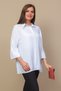 Solid Color Three-Quarter Sleeve Plus Size Crepe Shirt - 2