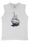 Men's Sleeveless White T-shirt Sailing Digital Printed