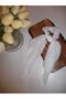 White Color Chiffon Bagel Buckle with Scarf - 2
