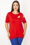 Women's Large Size Red Shoulder and Chest Low-cut Blouse 65n33938 - 3