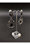 Black Crystal Stone Henna Wedding Bridal Earrings - 2