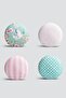 Set of 4 Pink and Mint Green Concept Decorative Round Pillow and Cushion Covers - 2