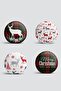 Set of 4 Merry Christmas Themed Deer Motif Round Pillow Throw Pillow Covers - 2