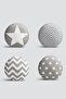 4-Piece Gray Zigzag and Star Motif Modern Round Pillow Throw Pillow Cover Set - 2