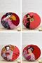4-Piece Red Japanese Girls Designed Pillow Decorative Round Pillow Throw Pillow Case Set