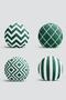 Set of 4 Dark Green Geometric Drawings Special Design Digital Printed Round Pillow Throw Pillow Covers - 2