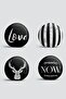 Set of 4 Decorative Round Pillow and Cushion Covers with Marble Design on Black Floor - 2