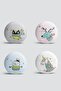 4-Piece Winter Season Themed Cute Animal Design Round Pillow Throw Pillow Cover Set - 2