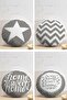 4-Piece Gray Floor Home Sweet Round Pillow Cushion Cover Set
