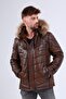 Men's Genuine Leather Hooded Coat