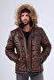 Men's Genuine Leather Hooded Coat - 2