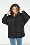 Women's Black Large Double Pocket Hooded Oversize Puffer Coat - 6