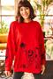 Women's Burgundy Figured Oversize Sweatshirt SWT-19000452