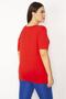 Women's Large Size Red Shoulder and Chest Low-cut Blouse 65n33938 - 4