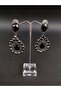 Black Crystal Stone Henna Wedding Bridal Earrings