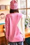 Woman's Pink Blocked V-Neck Loose Knitwear Sweater KZK-19000065 - 5