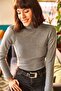 Women's Smoked Turtleneck Raised Camisole Sweater KZK-19000395 - 4