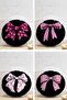 4-Piece Black Background Pink Ribbon Design Digital Printed Modern Round Pillow Throw Pillow Cover Set