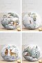 4-Piece Deer Vineyard House Winter Themed Digital Printed Modern Round Pillow Throw Pillow Cover Set