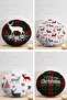 Set of 4 Merry Christmas Themed Deer Motif Round Pillow Throw Pillow Covers