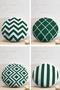Set of 4 Dark Green Geometric Drawings Special Design Digital Printed Round Pillow Throw Pillow Covers