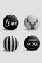 4-Piece Black Gray Special Design Round Pillow Throw Pillow Cover Set with Deer and Lettering on the Floor - 2